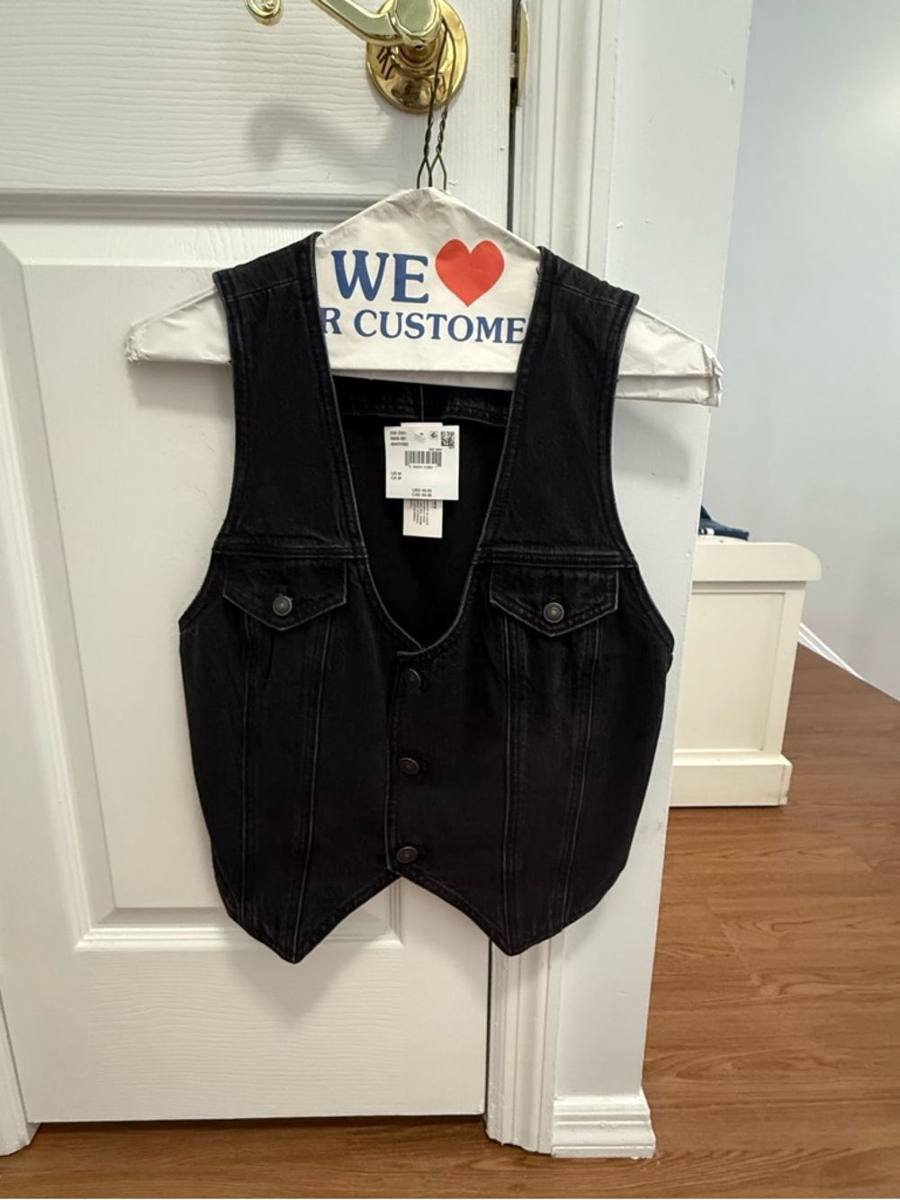 American Eagle Outfitters Black Denim Vest